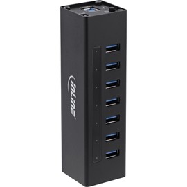 InLine 35395B USB 3.0 Hub, 7 Port, Aluminium Housing, Black, with 2.5A Power Supply