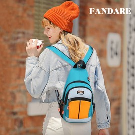 FANDARE Unisex Sling Bags Chest Shoulder Bag Small Daypacks Women Men Crossbody Bags Cover Pack Rucksack Casual Daypacks for Travel Hiking Bicycle Sport Gym Daypacks with Earphone HoleGreen