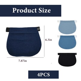 Pack of 4 Pants Extenders Pregnancy, Cotton Core Jeans Padding, Pregnancy, Belly Band Pregnancy, For Weight Fluctuations and Early Pregnancy (Black, Dark Blue, Blue, Light Blue), blue