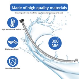 1PCS Flexible Pipes for Bathroom/Kitchen/Toilet Taps British Standard Pipe 1/2" x 1/2" BSP Fitting 300mm Long