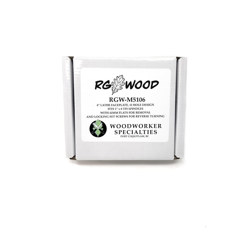 RGWOOD 4" Steel Wood Lathe Face Plate, 1" x 8tpi