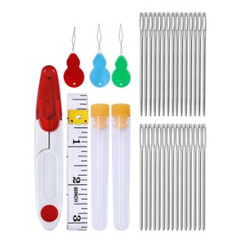 5-Piece Embroidery Needles Sewing Needles Set Measuring Tape Soft Eye Needles Blunt Needle Embroidery Needles Without Tip Comes with Small Tube and Scissors for Hand Sewing Crafts