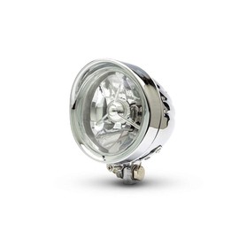 Alchemy Parts Motorcycle Headlight 5 Inch Chrome Metal for Custom-Made Retro Vintage Project Motorcycle Trike