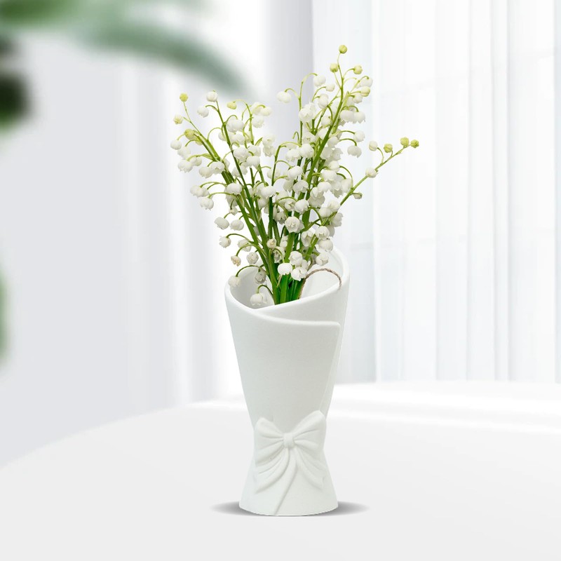 Ceramic Vase, Modern Simple White Decorative Flowers Vase, 22cm Height