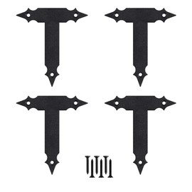 4Pcs Sliding Door Barn Door Slab Decorative Corner Bracket Black T Shape Corner Bracket for Garage Door Gates Shutters Furniture (“T” Shape)