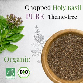 ORIGEENS ORGANIC TULSI TEA 100g | DRIED HOLY BASIL LEAVES | Loose leaf holy basil tea theine-free, Anti-stress herbal tea