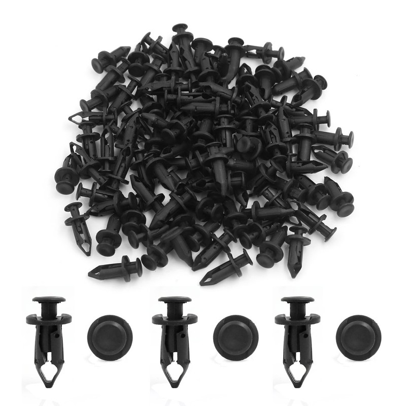 sourcing map 100stk Schwarz Kunststoff Niet Stoß Pin Typ Trim