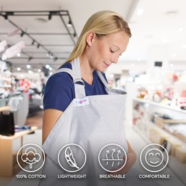 Breastfeeding Cover with Pockets - Soft and Breathable Nursing Cover Breastfeeding - Breast Feeding Coverall (White)