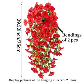 Artificial Morning Glory Vine, 2 Counts/set Fake Flower Vine, Decorative Flowers for Home Party Wedding Outdoor Yard Wall Hanging, Ornaments, Mother's Day Gifts:_Red_2 Counts/set