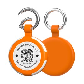 WhoseID Compatible with AirTag Case Keychain, IPX8 Waterproof Air Tag Holder, QR Code Airtag Holder, Silicone AirTags Cases with Spring Buckle GPS Item Finders Accessories (Orange)