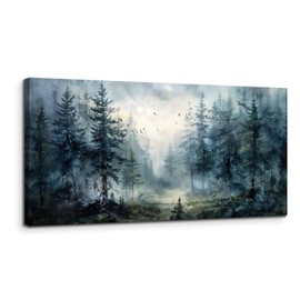SERIMINO Large Canvas Wall Art, Forest Landscape Canvas Prints Paintings, Pine Trees Room Decorations, Foggy Forest Pictures Wall Decor Living Room, Bedroom Bathroom Aesthetic Large Artwork 20"X40"
