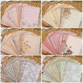 210 Pcs Vintage Floral Scrapbook Paper, Lace Edged Scrapbook Stationery Paper, 7 Pack Vintage Paper Set for Junk Journals, Collage Background, Planner, Card Making, 3.9x5.5 Inch
