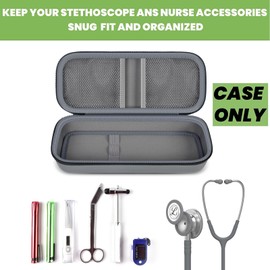 ALKOO Stethoscope Case Compatible with 3M Littmann Classic III Monitoring/Lightweight II S.E/Cardiology IV Diagnostic/MDF Acoustica Stethoscopes, Extra Pocket for Doctor & Nurse Accessories (Grey)