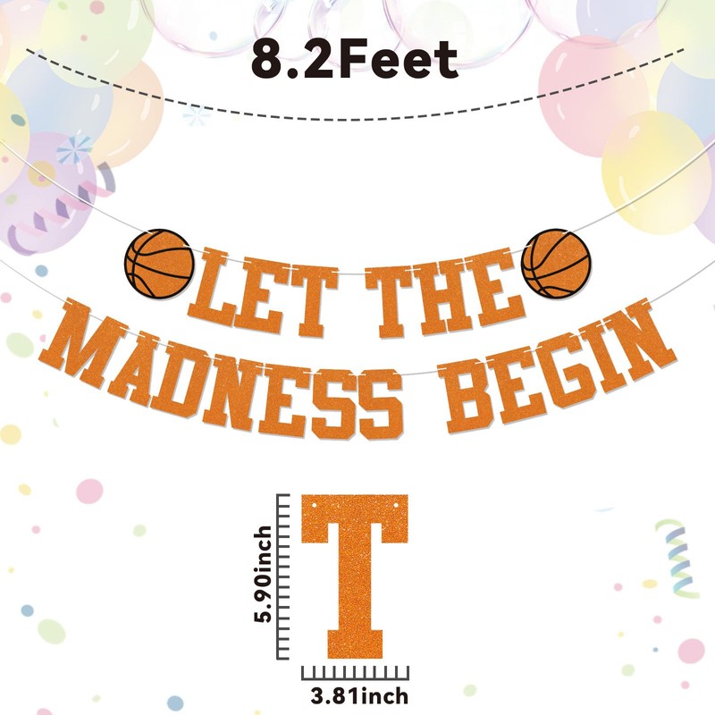 Let the Madness Begin Banner - Basketball Party Decor, Basketball