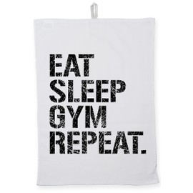 Hippowarehouse Eat Sleep Gym Repeat Tea Towel Eco Printed Dish Cloth Kitchen accessory 50cmx70cm 100% Cotton