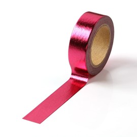 Hot Pink foil washi tape for wall Decorative crafts Washy-tape Mirror tape Hot Pink strips for wall decor Hot Pink duct tape Metallic washi tape Self Adhesive Masking Tape 0.59in x33FT (Hot Pink)