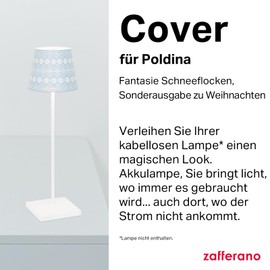 Zafferano, Poldina Metal Cover, Christmas Special Edition, Compatible with Poldina Lamps, Italian Design, Diameter 11.4 x 8.9 cm, Azure Blue - Snowflake Decoration