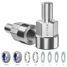 2PCS Bicycle Axle Adapter for M10 x 1.0, 3/8" x 26,Stainless Steel Bicycle Trailer Coupling Adapter,Universal Hub Hitch Adapter for Bike,Silver
