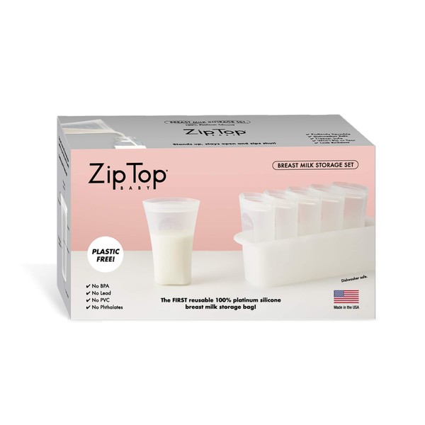 Zip Top Reusable 100% Platinum Silicone Breast Milk Storage, Made
