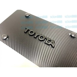 License Plate Frame 1pc 3D BlackToyota Emblem Badge Carbon Style Aluminum Vanity Front License Plate