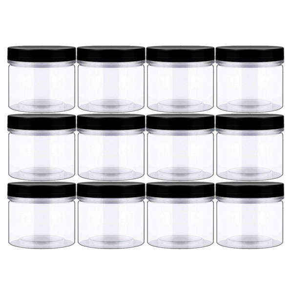 14oz (420ml 12 Pack) Empty Clear Wide Mouth Plastic Jars