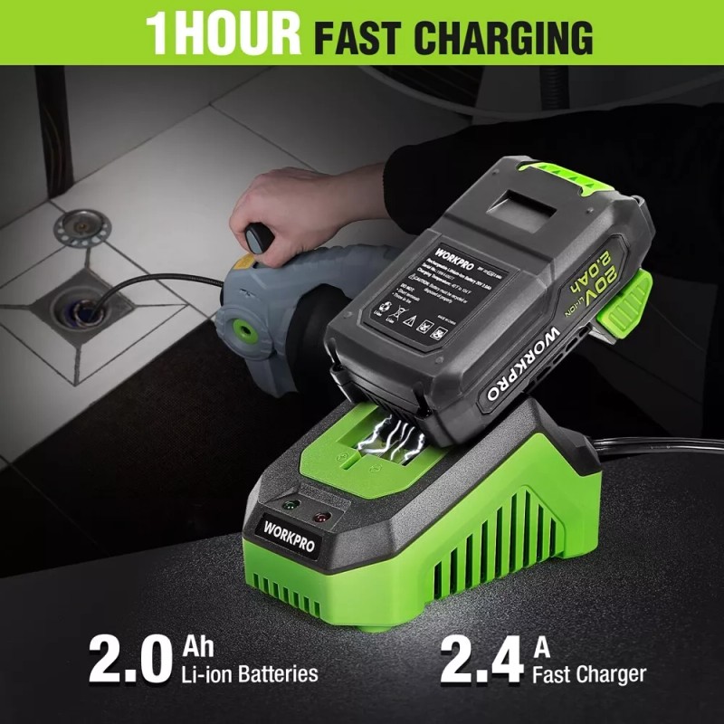 WORKPRO 20V NEW Electric Drain Auger 25Ft Plumbing Snake Drain