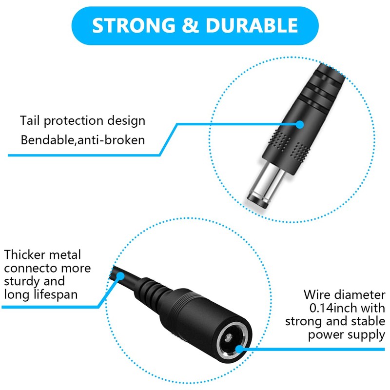 Power Extension Cable 33ft DC 12V Plug Power Adapter Extension