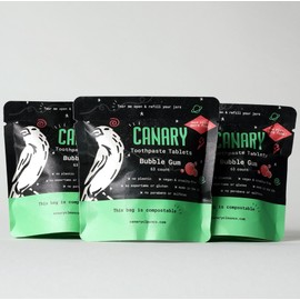 Canary Hydroxyapatite Toothpaste Tablets Bubble Gum - Remineralizing, Fluoride Free, All Natural Tabs with Xylitol - Great for Kids, Plastic Free - 189 Count