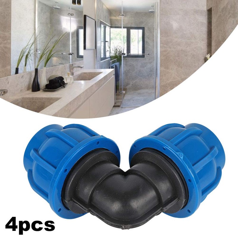 4Pcs Elbow Connector, PE Plastic Water Connector, Water Pipe 32mm