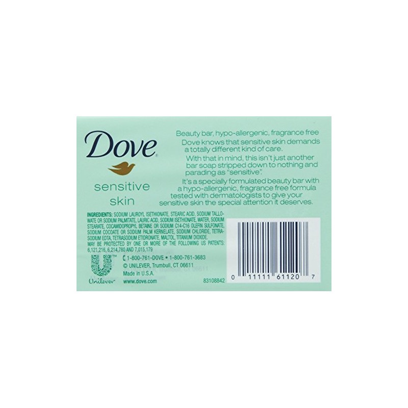 Dove Sensitive Skin Unscented Hypo-Allergenic Beauty Bar 4 oz, 2