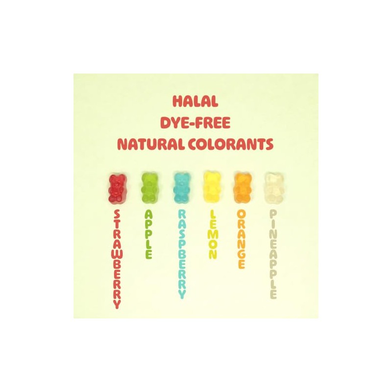 Gummy Bears Bulk Bag Dye Free Candy, Halal Gummies Fruit