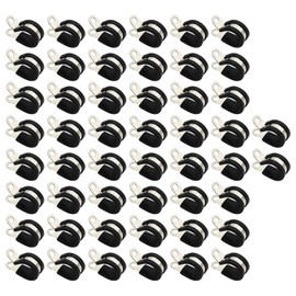 ZUDKSUY 50Pcs 304 Stainless Steel Cable Clamps, 3/8 inch Hose Clamp, Rubber Cushioned Insulated Clamp for Cable Clamp, 3/8" Stainless Steel Hose Clamp, Pipe Clamp
