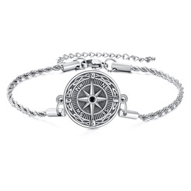 HKPATOP Compass Bracelet 925 Sterling Silver Celtic Knot Compass Bracelet Graduation Jewelry Gifts for Women Men