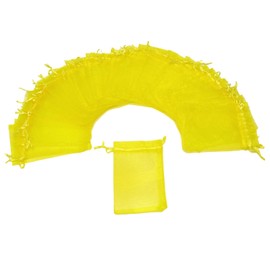 Bezall 100Pcs Premium Sheer Organza Bags, Yellow Wedding Favor Bags with Drawstring, 4x6 inch Jewelry Gift Bags for Party, Festival, Bathroom Soaps, Makeup Organza Favor Bags