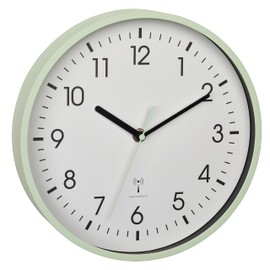 TFA Dostmann 60.3550.04 High Accuracy Modern Analogue Radio Controlled Wall Clock Glass Cover Office Home Gift 245x245x42mm Mint