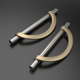 Amerdeco 6 Pack Brushed Satin Nickel and Gold Cabinet Pulls 4.5 Inch Hole Centers Kitchen Cabinet Handles Cabinet Hardware Cupboard Handles Drawer Pulls
