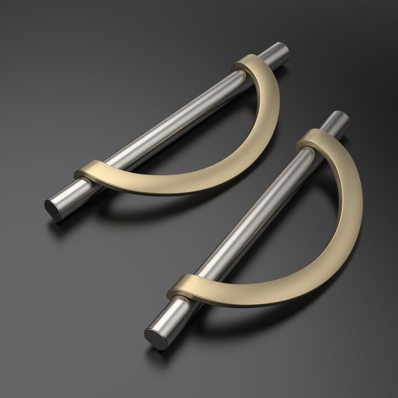 Amerdeco 6 Pack Brushed Satin Nickel and Gold Cabinet Pulls