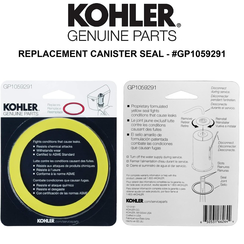 Kohler Genuine Part GP1059291 Toilet Tank Canister Valve Seal, Yellow