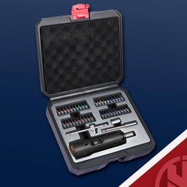 KNINE OUTDOORS Torque Screwdriver Wrench Driver Set 10-70 Inch Pounds lbs for Maintenance with T-bar Handle, 40 Hex Bits, 1/4" Socket, Shaft Extension, For Tools, Bike Repairing and Mounting (Black)