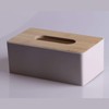 Tissue Box with Bamboo Wood Lid, Rectangular Tissue Dispenser Box,