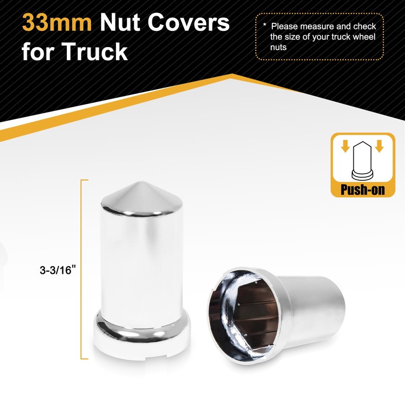 HQALTY 40PCS 33mm Lug Nut Covers Bullet Flanged ABS Chrome