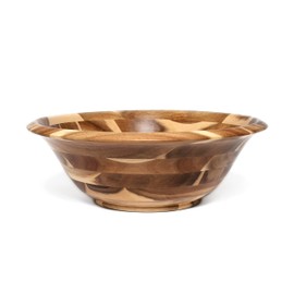Lipper International 1262 Acacia Flared Serving Bowl for Salads, Fruit, or Popcorn, Large, 14", Single Bowl