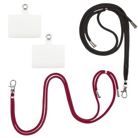 Morices 2 Pcs Universal Cell Phone Lanyard with Phone Patches, Adjustable Nylon Neck Strap Phone Crossbody Strap for Badge Key, Multipurpose Phone Necklace Compatible with Most Smartphone (Black/Red)