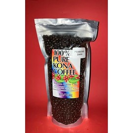 100% Kona Coffee Peaberry Dark Roast Whole Bean Coffee (low-acid) - 16 ounce