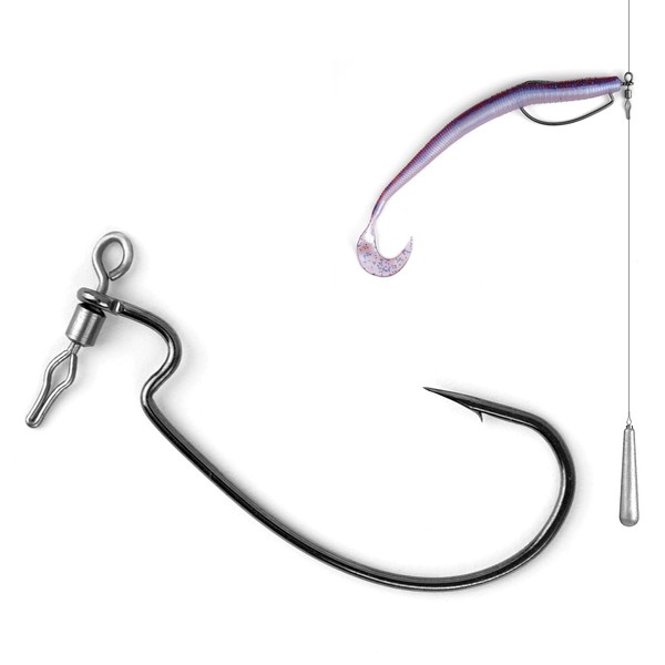 30PCs Swivel Drop Shot Hooks EWG Style - Quick-Clip Design,