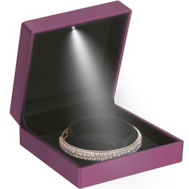 Luxury LED Light Bracelet Gift Box, Velvet Jewelry Bangle Box Storage Case Organizer Holder for Wedding, Engagement, Proposal, Birthday and Anniversary (Purple)