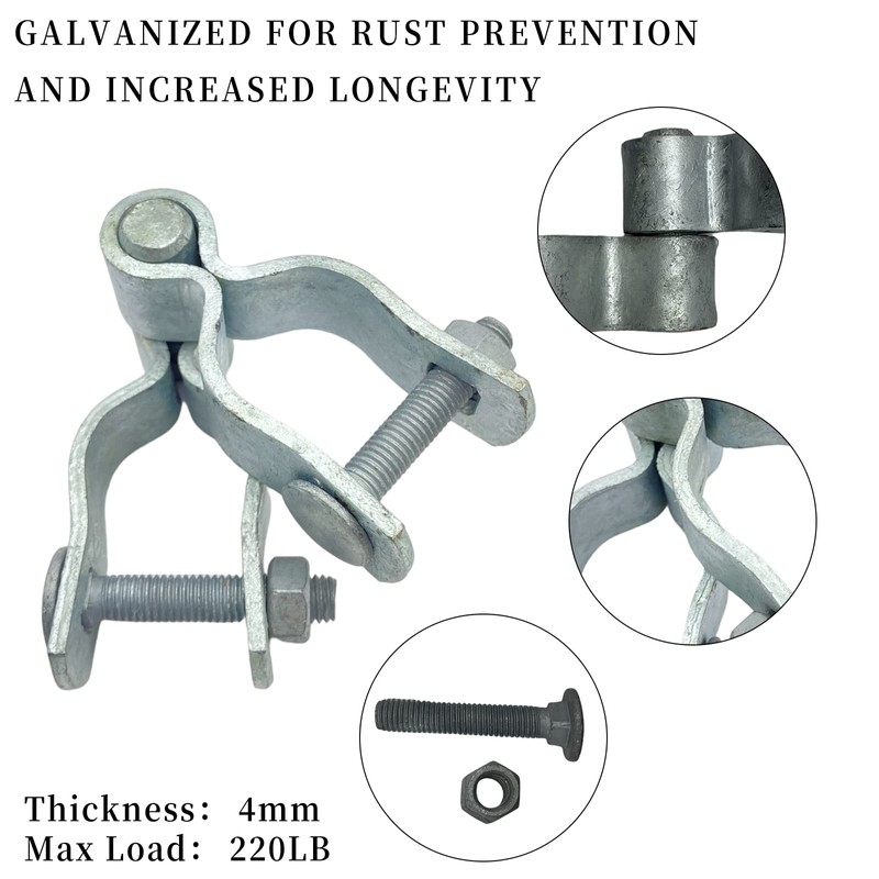 1-3/8" Chain Link Fence Gate Post Hinge, Galvanized Fence，4pcs for