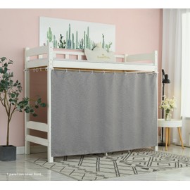 Teanea Solid Bottom Bunk Bed Blackout Curtains Privacy Cloth Single Size Twin Size for Men Women Collage Students, 1 Panel, Gray