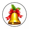 Homemade 48 CHRISTMAS BELL ENVELOPE SEALS LABELS STICKERS 1.2" ROUND