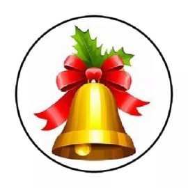 Homemade 48 CHRISTMAS BELL ENVELOPE SEALS LABELS STICKERS 1.2" ROUND